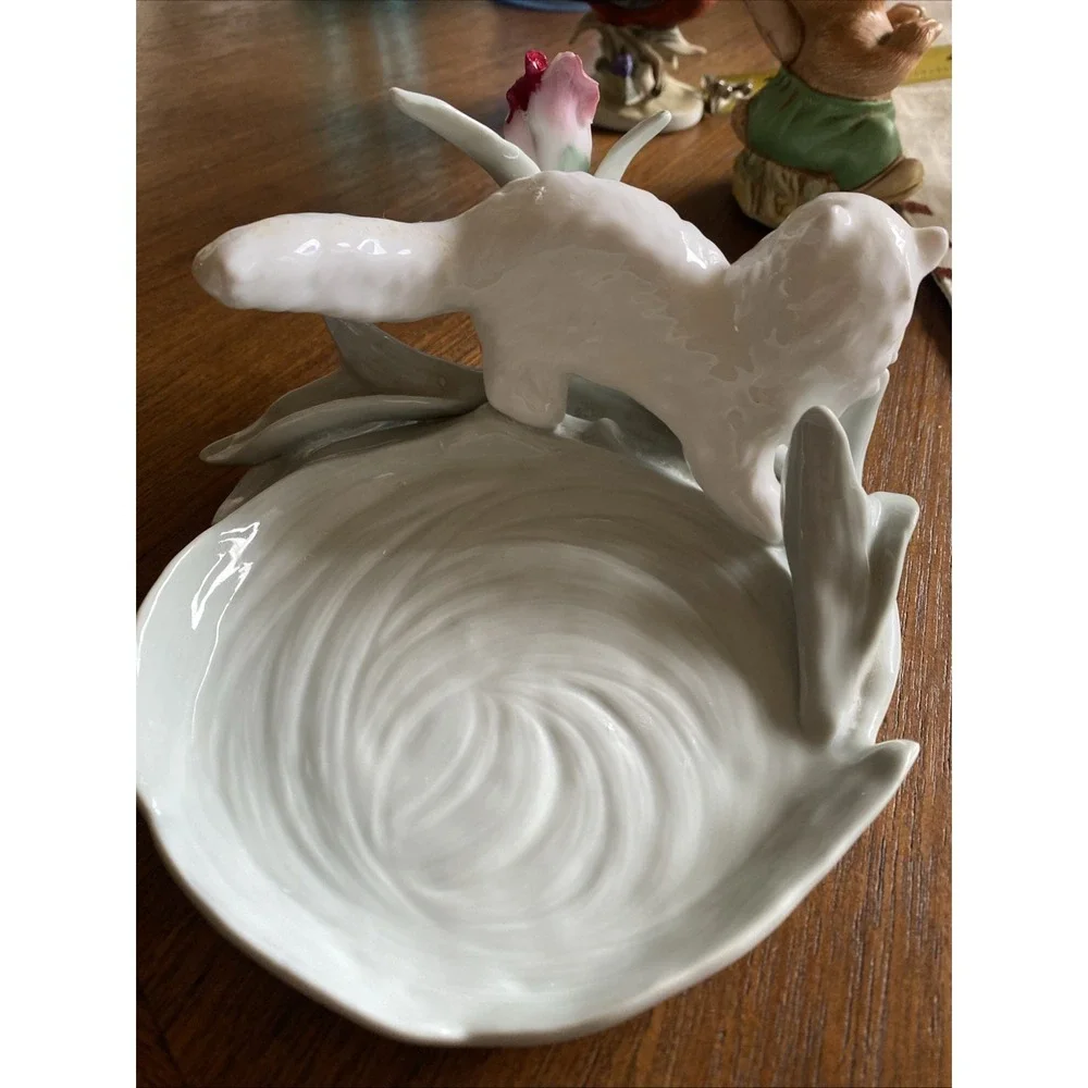 Porcelain Kitten and Flower Candle Holder